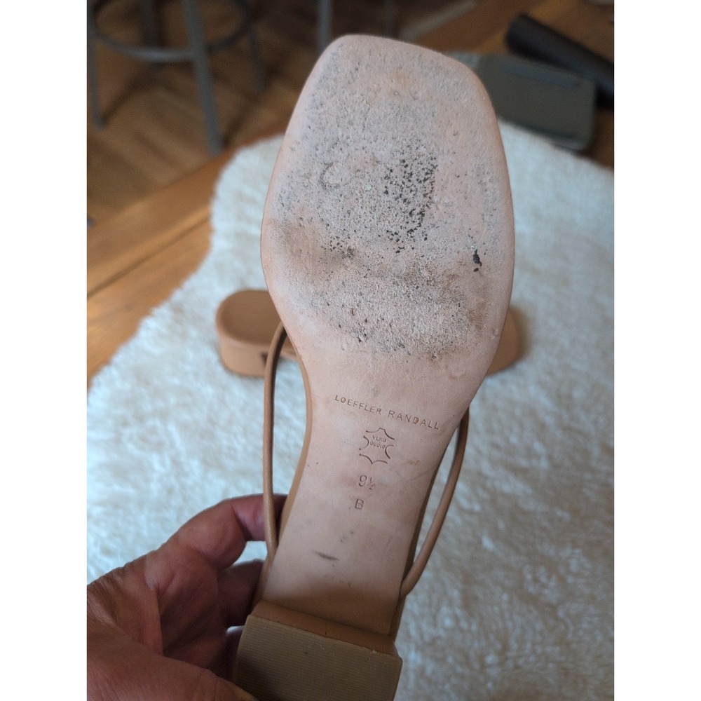 LOEFFLER RANDALL Odessa Leather Thong Sandal Low 1.9" Heel TAN Sz 9.5B Msrp $295 - Picture 4 of 6